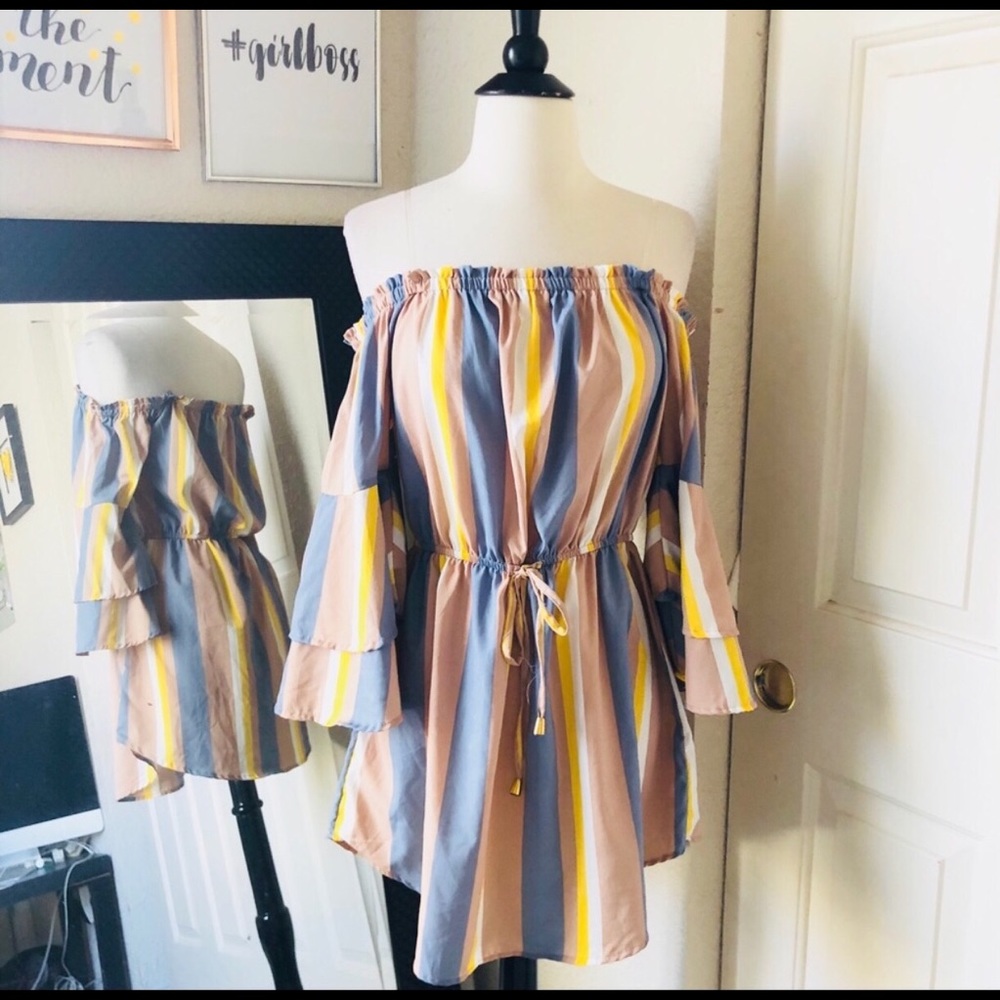 Multi color Off shoulder dress